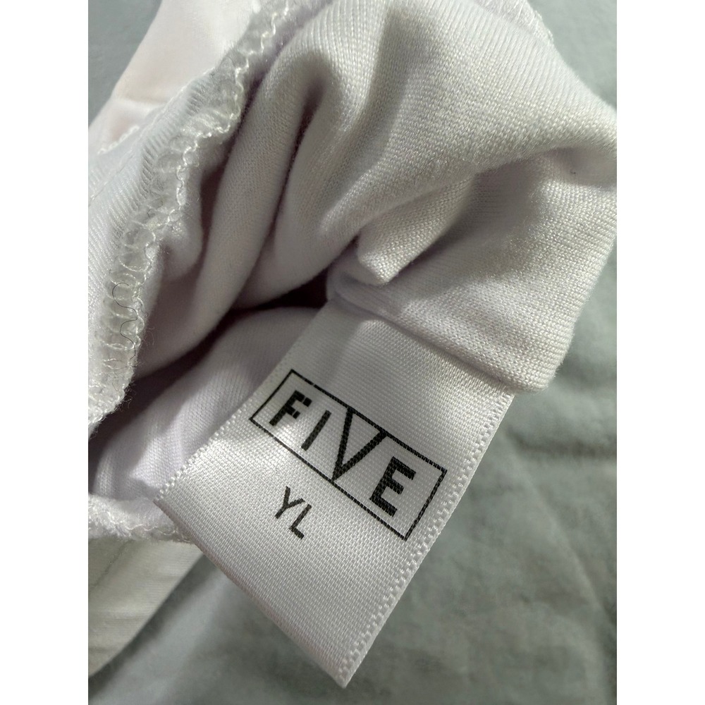 Five the Label Youth Large White Scoop Neck Elastic Band Sports Bra Soft Comfy - Picture 3 of 7